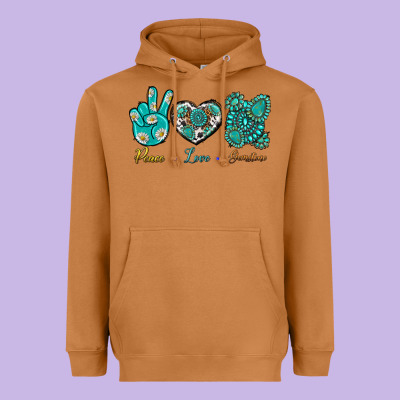 Peace Love Gemstone Heavyweight Hoodie Designed By Bundleandbundleshop