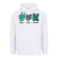 White Peace Love Gemstone Heavyweight Hoodie - BundleAndBundleShop