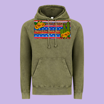 Usa Sunflower And Cactus License Plate Vintage Hoodie Designed By Hra Design Shop
