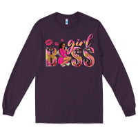 Plum girl boss afro black woman Long Sleeve Tee - NancyCooperArtShop