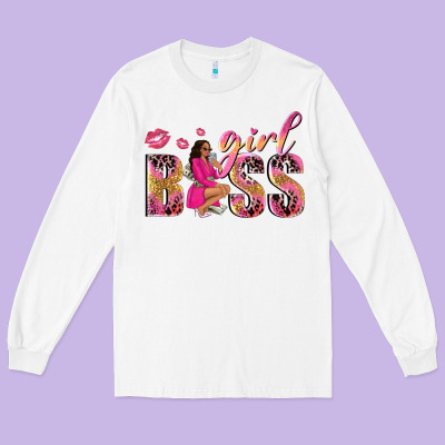 Girl Boss Afro Black Woman Long Sleeve Tee Designed By Nancycooperartshop