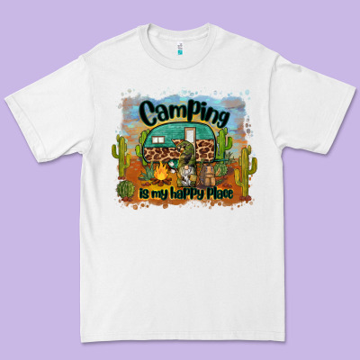 Camping Is My Happy Place Premium Tee Designed By Barkaloodesign