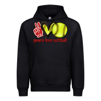 Black Peace love Softball Urban Hoodie - HowdyJamesFarm