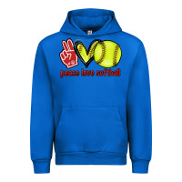 Cobalt Peace love Softball Urban Hoodie - HowdyJamesFarm