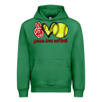 Emerald Peace love Softball Urban Hoodie - HowdyJamesFarm