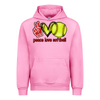 Fuchsia Pink Peace love Softball Urban Hoodie - HowdyJamesFarm