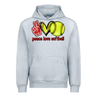 Heather Grey Peace love Softball Urban Hoodie - HowdyJamesFarm