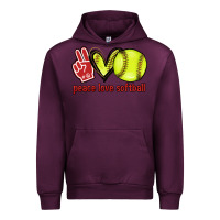Mauve Wine Peace love Softball Urban Hoodie - HowdyJamesFarm