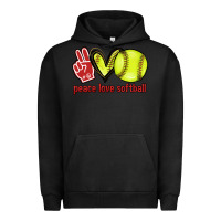 Pigment Black Peace love Softball Urban Hoodie - HowdyJamesFarm