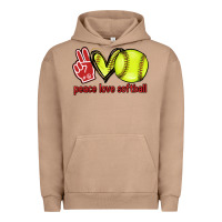 Pigment Burro Peace love Softball Urban Hoodie - HowdyJamesFarm