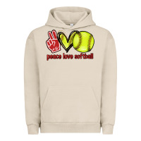 Pigment French Oak Peace love Softball Urban Hoodie - HowdyJamesFarm