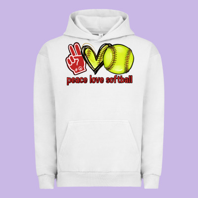 Peace Love Softball Urban Hoodie Designed By Howdyjamesfarm