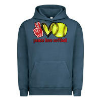 Pigment Midnight Navy Peace love Softball Urban Hoodie - HowdyJamesFarm