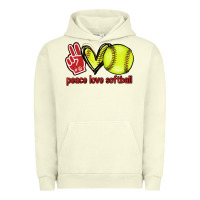 Pigment Pistachio Peace love Softball Urban Hoodie - HowdyJamesFarm