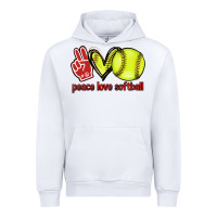 White Peace love Softball Urban Hoodie - HowdyJamesFarm