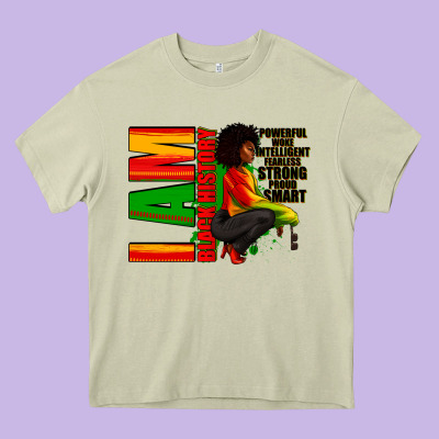 Heavy Core Tee I am black history Afro American woman