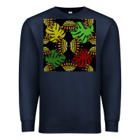 Navy african and leaf seamless pattern Premium Sweatshirt - BundleAndBundleShop