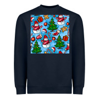 Navy christmas trees and snow seamless pattern Heavyweight Sweatshirt - BundleAndBundleShop