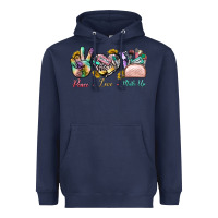 Navy Peace Love Make Up Heavyweight Hoodie - BundleAndBundleShop