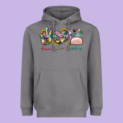 Peace Love Make Up Heavyweight Hoodie Designed By Bundleandbundleshop