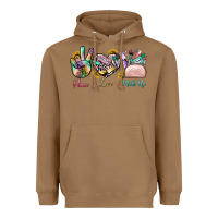 Toasted Coconut Peace Love Make Up Heavyweight Hoodie - BundleAndBundleShop