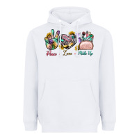 White Peace Love Make Up Heavyweight Hoodie - BundleAndBundleShop
