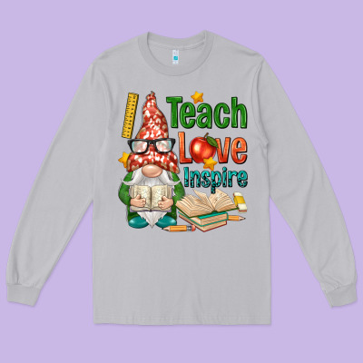 Gnome Teach Love Inspire Long Sleeve Tee Designed By Nancycooperartshop