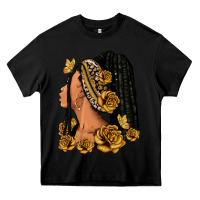 Black Gold roses afro woman Heavy Core Tee - RanaPortraitStore