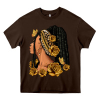 Chocolate Brown Gold roses afro woman Heavy Core Tee - RanaPortraitStore