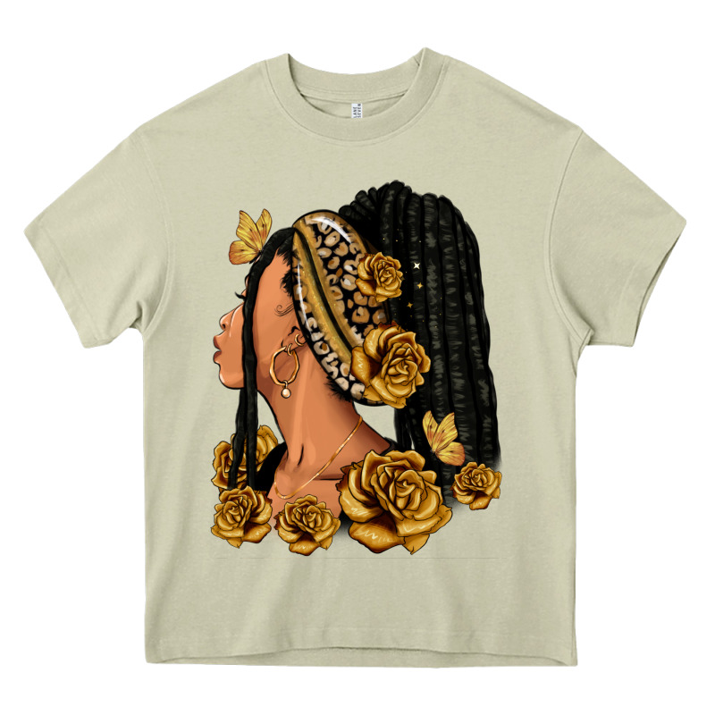 Gold Roses Afro Woman Heavy Core Tee by RanaPortraitStore | Teevron