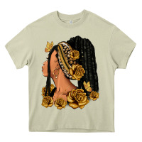 Mossy Gold roses afro woman Heavy Core Tee - RanaPortraitStore