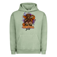 Pigment Oil Green Messy bun Basketball girl Urban Hoodie - HowdyJamesFarm
