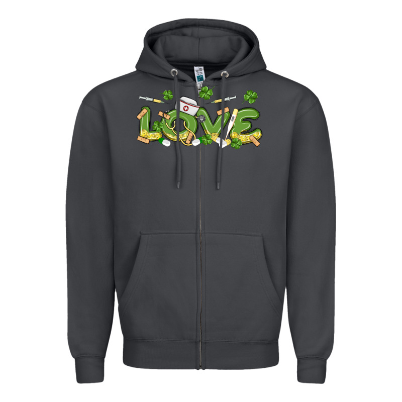 St Patricks Love Nurse Zipper Hoodie by MaliasSmallBusiness | Teevron