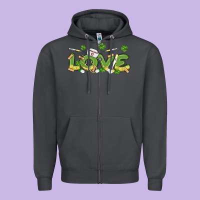 St Patricks Love Nurse Zipper Hoodie Designed By Maliassmallbusiness