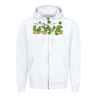 White st patricks love nurse Zipper Hoodie - MaliasSmallBusiness