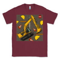 Burgundy excavator seamless pattern Classic Tee - BundleAndBundleShop