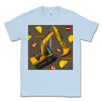 Dusty Blue excavator seamless pattern Classic Tee - BundleAndBundleShop