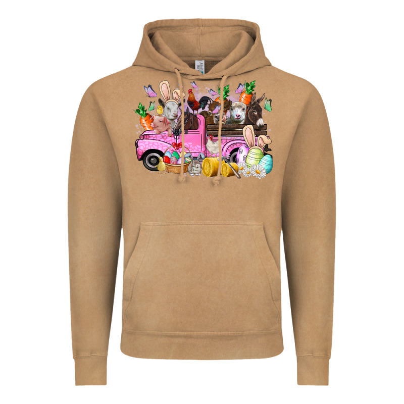 Easter Day Farm Animals Truck Vintage Hoodie by RacoonDesign | Teevron