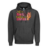 Charcoal Heather just a nail boss building her empire Zipper Hoodie - MaliasSmallBusiness