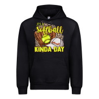 Black It's a Softball kinda day leopard Urban Hoodie - HowdyJamesFarm