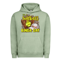 Pigment Oil Green It's a Softball kinda day leopard Urban Hoodie - HowdyJamesFarm