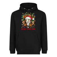 Black Merry Christmas With Bull skull Heavyweight Hoodie - BundleAndBundleShop