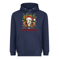 Navy Merry Christmas With Bull skull Heavyweight Hoodie - BundleAndBundleShop
