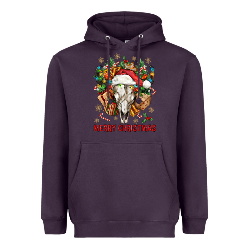 Merry Christmas With Bull Skull Heavyweight Hoodie by BundleAndBundleShop | Teevron