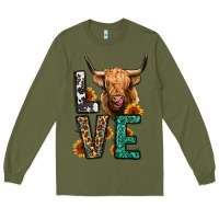 Army Green love long haired cow Long Sleeve Tee - Jasminsmagicworld