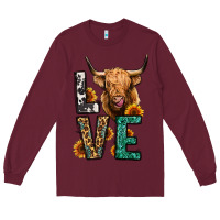 Burgundy love long haired cow Long Sleeve Tee - Jasminsmagicworld