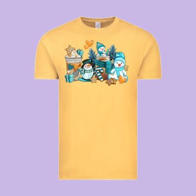 Winter Snowman Coffee Cups Vintage Tee Designed By Adodesignshop