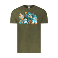 Vintage Olive winter snowman coffee cups Vintage Tee - AdoDesignShop