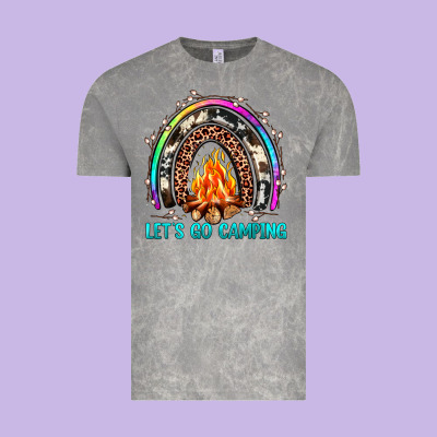 Let's Go Camping Rainbow Vintage Tee Designed By Jahusdesignshop