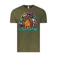 Vintage Olive let's go camping rainbow Vintage Tee - JahusDesignShop